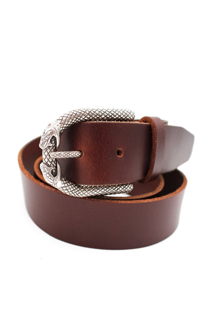 1.5" Snake Jeans Belt - Buffalo Mahogany