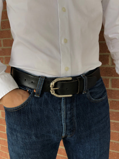 1.5” Snake Jeans Belt - Buffalo Black